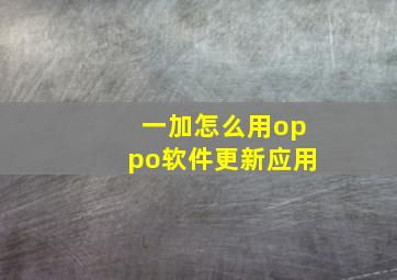 一加怎么用oppo软件更新应用