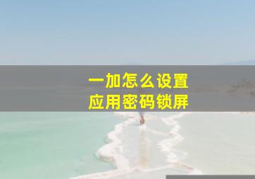 一加怎么设置应用密码锁屏