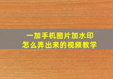 一加手机图片加水印怎么弄出来的视频教学