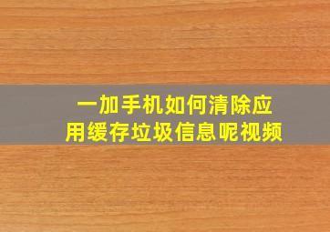 一加手机如何清除应用缓存垃圾信息呢视频