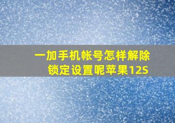 一加手机帐号怎样解除锁定设置呢苹果12S