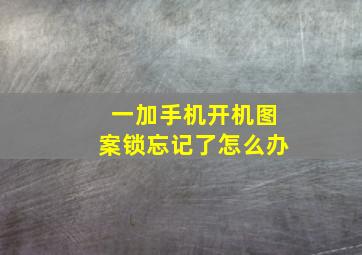 一加手机开机图案锁忘记了怎么办