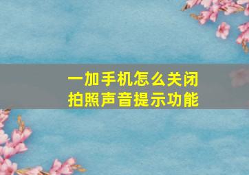 一加手机怎么关闭拍照声音提示功能