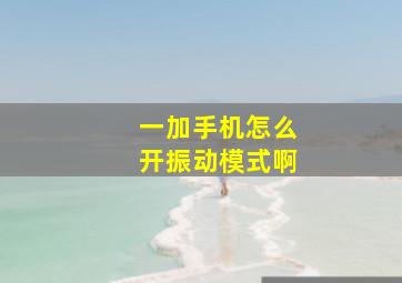 一加手机怎么开振动模式啊