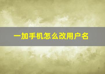 一加手机怎么改用户名