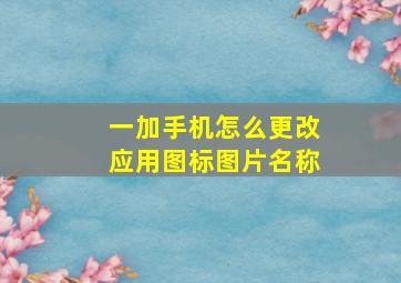 一加手机怎么更改应用图标图片名称