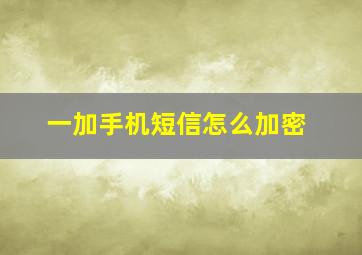 一加手机短信怎么加密