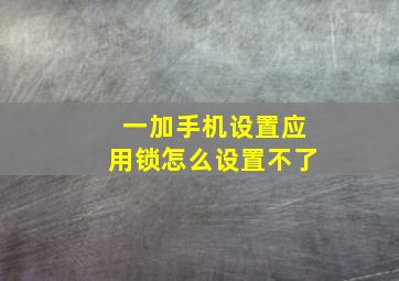 一加手机设置应用锁怎么设置不了