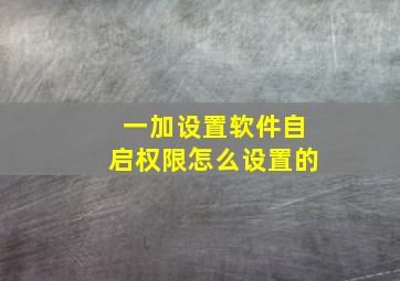 一加设置软件自启权限怎么设置的