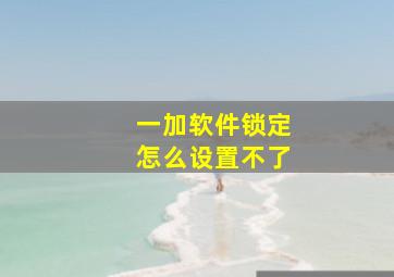 一加软件锁定怎么设置不了