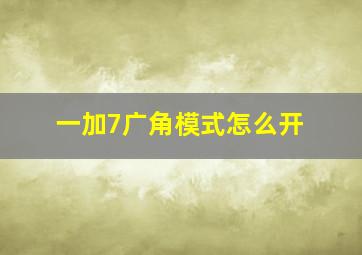 一加7广角模式怎么开