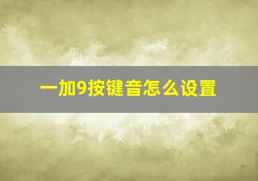 一加9按键音怎么设置