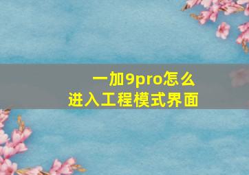 一加9pro怎么进入工程模式界面