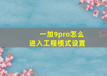 一加9pro怎么进入工程模式设置