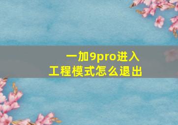 一加9pro进入工程模式怎么退出