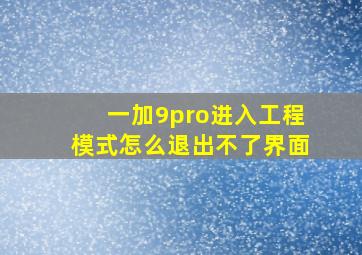 一加9pro进入工程模式怎么退出不了界面