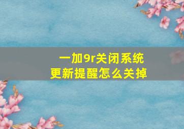 一加9r关闭系统更新提醒怎么关掉