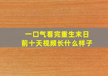 一口气看完重生末日前十天视频长什么样子