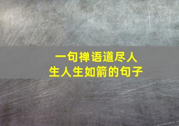 一句禅语道尽人生人生如箭的句子