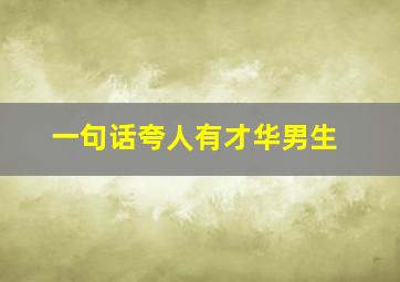 一句话夸人有才华男生