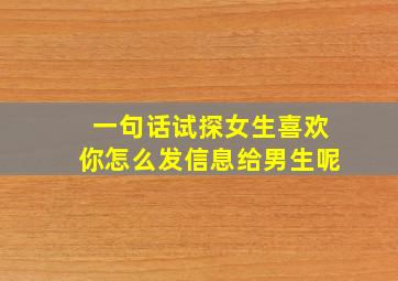 一句话试探女生喜欢你怎么发信息给男生呢