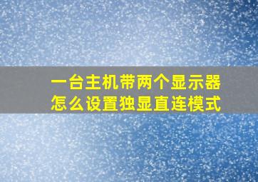 一台主机带两个显示器怎么设置独显直连模式