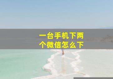 一台手机下两个微信怎么下