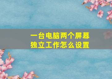 一台电脑两个屏幕独立工作怎么设置