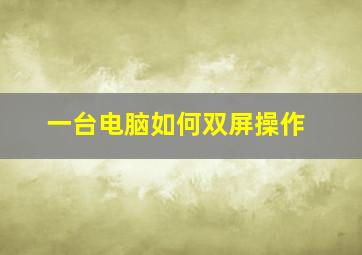 一台电脑如何双屏操作