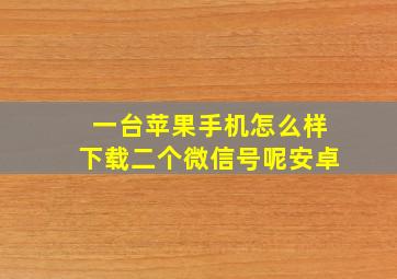 一台苹果手机怎么样下载二个微信号呢安卓