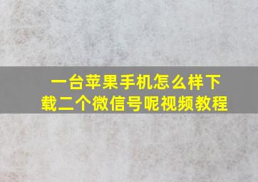 一台苹果手机怎么样下载二个微信号呢视频教程