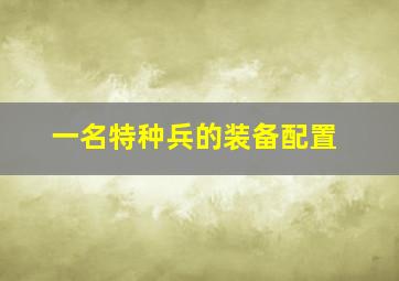 一名特种兵的装备配置