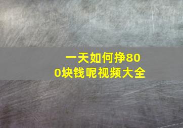 一天如何挣800块钱呢视频大全