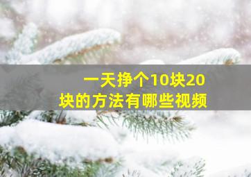 一天挣个10块20块的方法有哪些视频