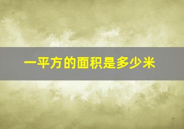 一平方的面积是多少米