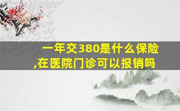 一年交380是什么保险,在医院门诊可以报销吗