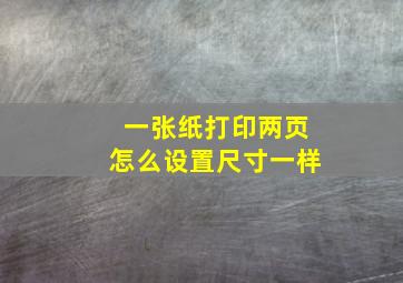 一张纸打印两页怎么设置尺寸一样