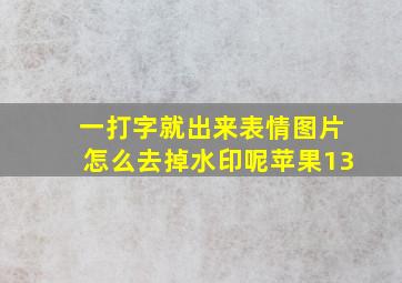 一打字就出来表情图片怎么去掉水印呢苹果13