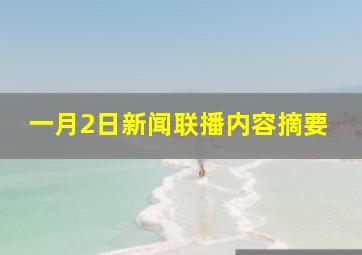 一月2日新闻联播内容摘要