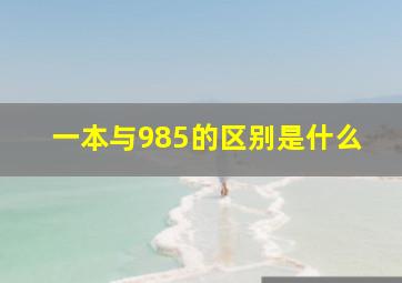 一本与985的区别是什么