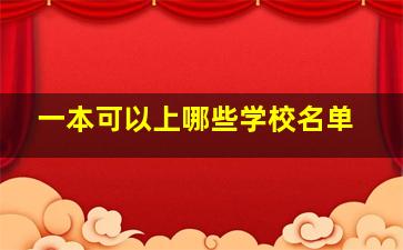 一本可以上哪些学校名单