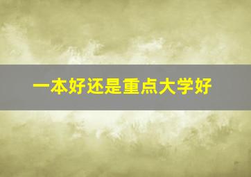 一本好还是重点大学好