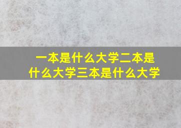 一本是什么大学二本是什么大学三本是什么大学