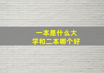 一本是什么大学和二本哪个好