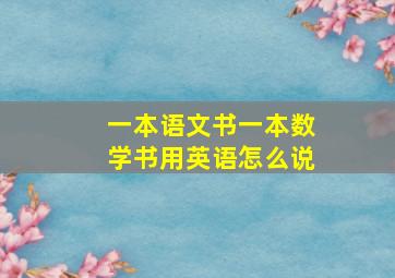 一本语文书一本数学书用英语怎么说