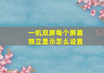 一机双屏每个屏幕独立显示怎么设置