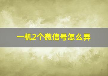 一机2个微信号怎么弄