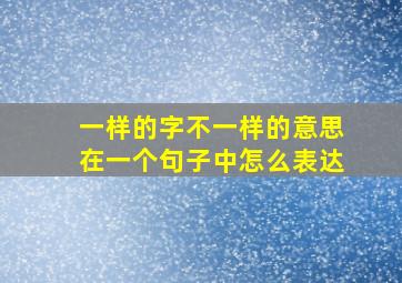 一样的字不一样的意思在一个句子中怎么表达