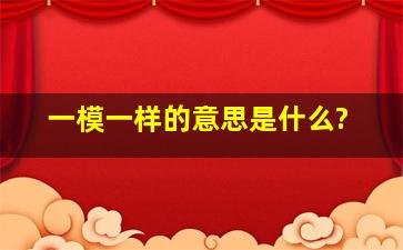 一模一样的意思是什么?