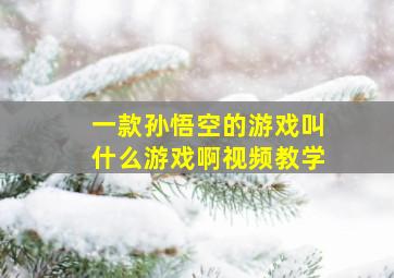 一款孙悟空的游戏叫什么游戏啊视频教学